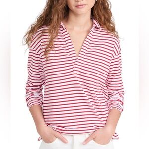 Frank & Eileen PATRICK Popover Henley red white striped size XS